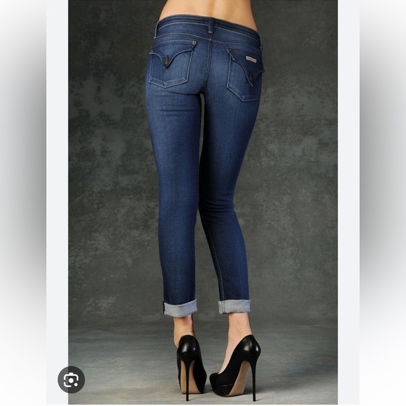 Hudson Bacara Crop Straight Cuffed Jeans Size 25 Extra Dark Whisker Wash - Picture 3 of 17